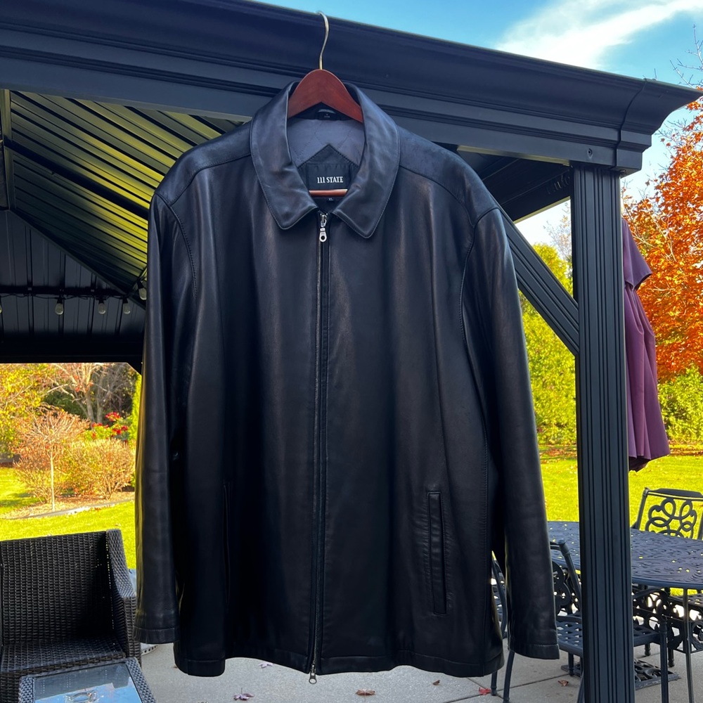 Men's Black Y2K Leather Jacket by 111 State